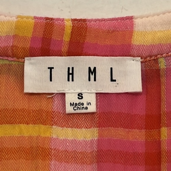 THML - Anthropologie Blouse Top Size S Teal Embroidered Top lightweight Colorful - Picture 9 of 16